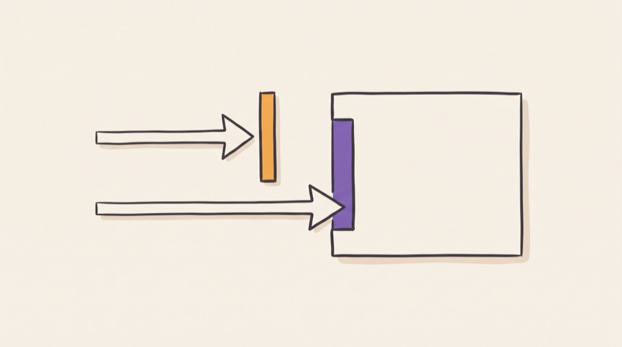 A single memory port with two arrows arriving at once, one from instruction fetch and one from a data load, with only one able to proceed