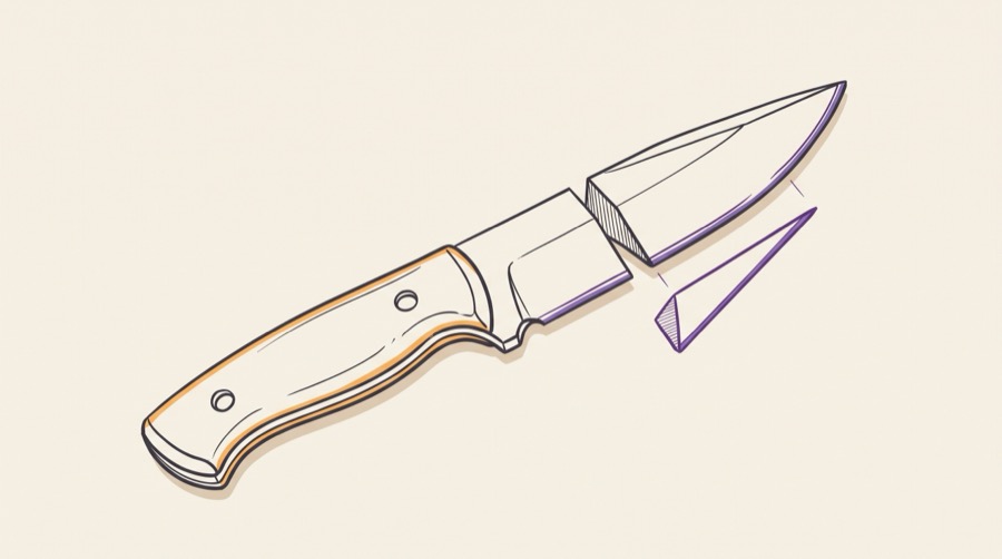 Knife blade with cross-section cutaway