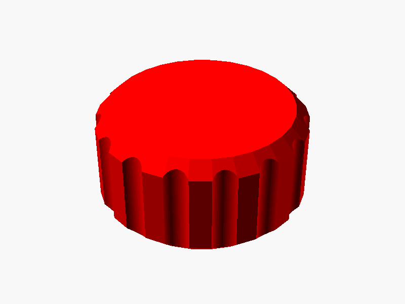 Default knob -- 30mm diameter, 15mm tall, 15 grip cutouts
