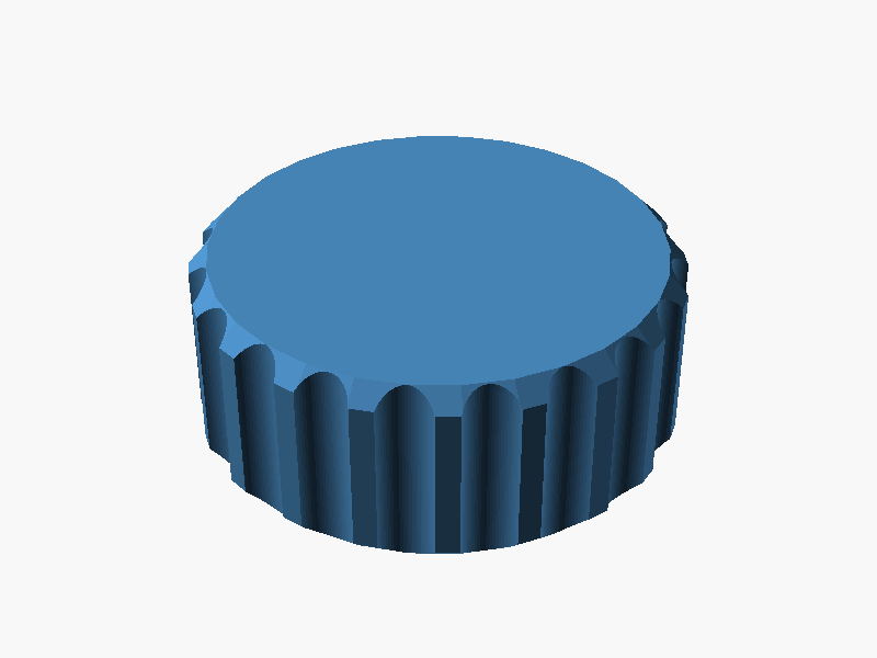 Large knob -- 50mm diameter, 20mm tall, 20 grip cutouts