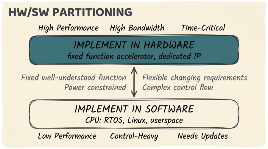 HW/SW partitioning decision matrix