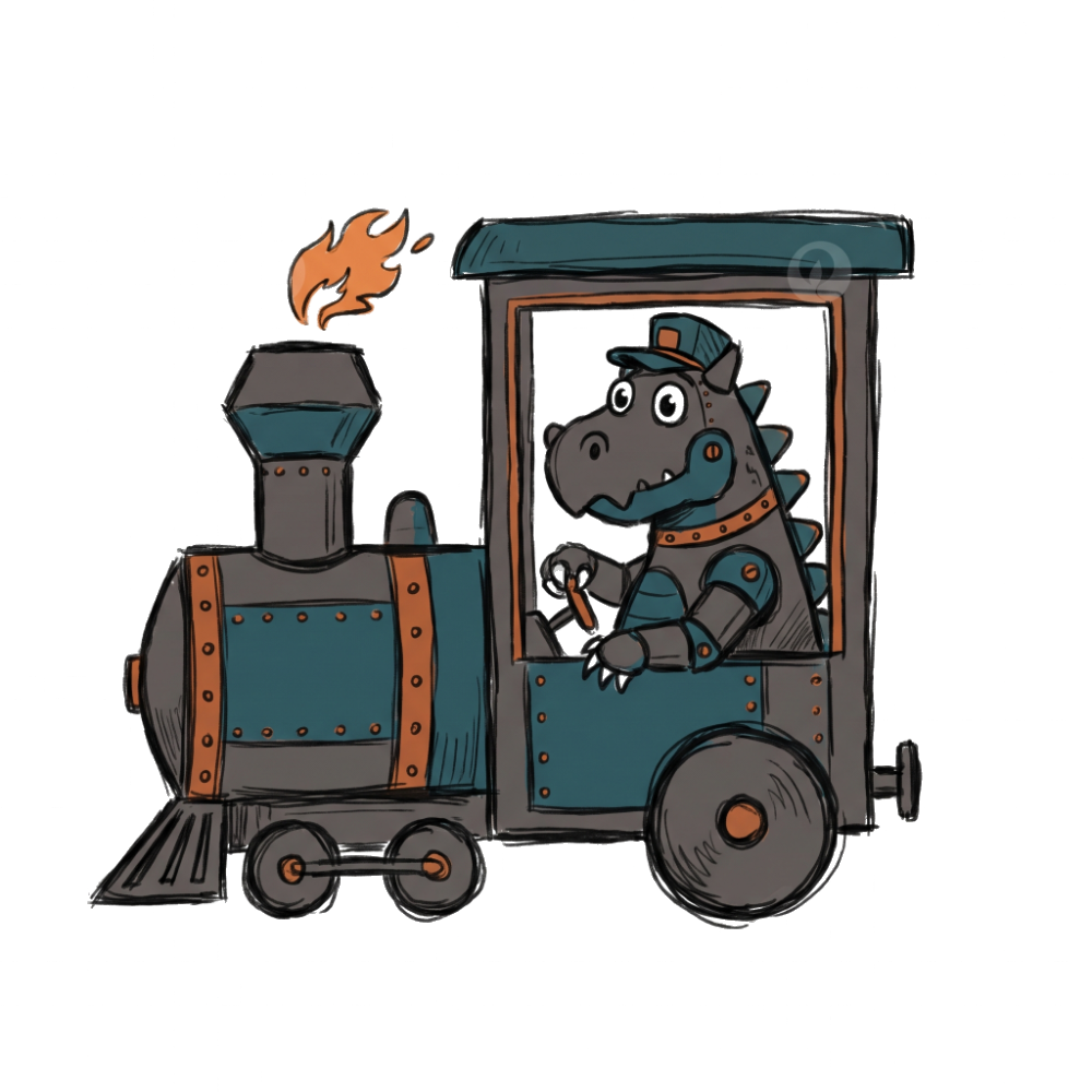 Ls, the periodic dragon, driving a steam train