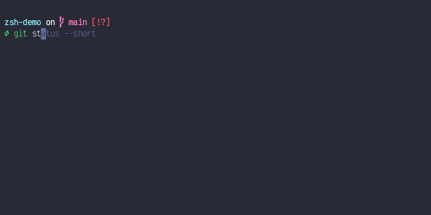 Zsh autosuggestion showing dimmed ghost text after a partial command